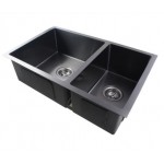 Concrete Grey Stainless Steel Handmade Round Corners Double Bowls Top / Undermount / Flush Mount Kitchen Sink 715x450x200mm